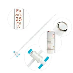 화학 실험 액체 부피 측정용 뷰렛 테프론콕크 투명 25ml 교육키트 실험도구