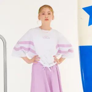 [오션스카이] [2color] 여아 배색 가오리 반팔티