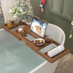 도리비베 티크 욕조 트레이 확장 가능한 나무 럭셔리 캐디 커플 신부 샤워 선물용 생일 및 결혼식 집 난방