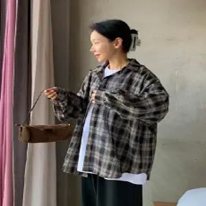 블랙 쉐인 체크 오버핏 셔츠 (one color)