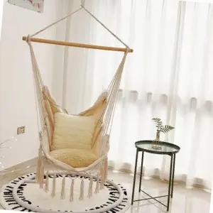 거실 테라스 인테리어 그네의자 면소재 릴렉스 해먹 100x130
