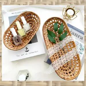 BBT4 오발 라탄 트레이 2P 바구니 수납 피크닉 원형 라틴 간식 바스켓 장난감 정리