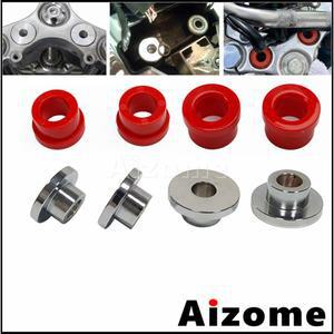 오토바이 레드 폴리 우레탄 핸들 바 라이저 부싱 및 크롬 스틸 하드웨어 할리 투어링 소프티얼 18 21