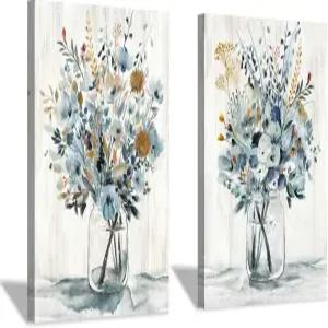 하디 갤러리 플로럴 캔버스 월 아트 프린트 유리병 속 추상 꽃다발 그림 인쇄 다이닝 룸용 작은 크기 12 x