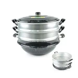 가벼운냄비 업소용 3단 양수 가마솥 냄비 38cm