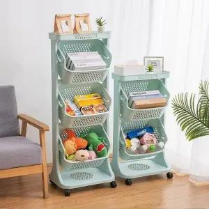 [생활용품센타1]기우는 이동식 빨래바구니 그린(3단)