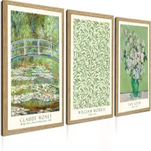 인더슬 액자 잔디 벽 아트 캔버스 장식 세트 3 마티스 인쇄 포스터 미드 센추리 모던 고흐 모리스 꽃 식물