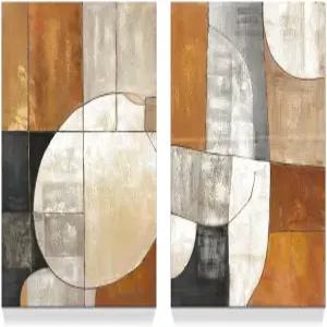 현대 추상 벽 아트 프린트 색상 블록 페인팅 미학 중립 블랙 브라운 아트워크 기하학적 캔버스 그림 거실