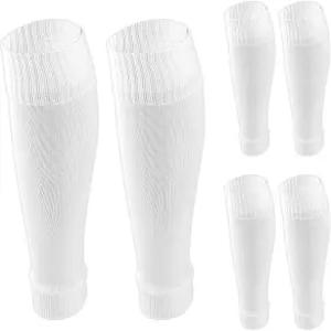 LXUEJIE 3쌍 그립 양말용 축구 슬리브 15인치 나일론 레그 남성용 신축성 케이스 신 가드 화이트 미끄럼