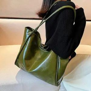 여성 유광 스퀘어 빅 숄더백 페이크레더 보부상 가방 4색