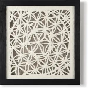 포크올 블랙 앤 화이트 월 아트 거실 장식 12인치 추상 액자 아트워크 수제 라이스 페이퍼 섀도우 박스