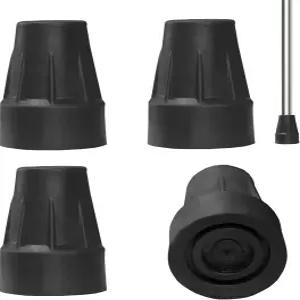 지팡이 팁 3/4인치 고무 워킹 4팩 교체 노인용 미끄럼 방지 내구성 액세서리 검은색