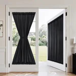 밀레 출입구용 투명 프렌치 도어 커튼 프라이버시 세미 쉬어 타이 백이 있는 라이트 필터링 로드 포켓