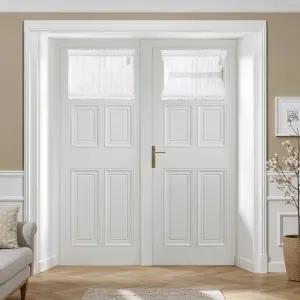 밀레 2종 프렌치 도어 숏 시어 커튼 세트 유리 조명 필터링 창 처리 타이백 2개 패널 54W x 20L 흰색