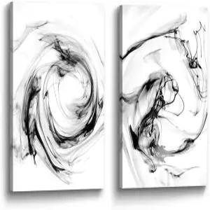 컬러 플레이 추상 페인팅 캔버스 월 아트 현대적인 흐르는 연기 물결 모양 일러스트 그림 미니멀리스트 쿨