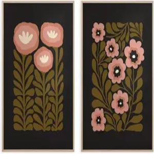 추상 플라워 캔버스 월 아트 모던 보헤미안 플로럴 다크 식물성 데코 그린 블랙 프린트 거실 침실 사무실