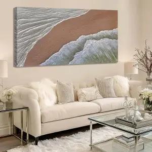 화이트 오션 웨이브 월 아트 데코 중립 비치 캔버스 페인팅 그린 픽처스 액자 아트워크 거실 홈 오피스