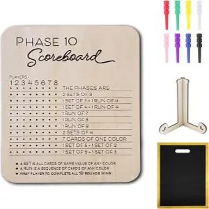 페이즈 10 스코어 보드 2025년 새로운 나무 카드 게임 및 가족을 위한 라운드 트래커 펀 보너스로 8개의
