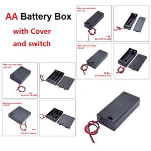 커버 및 스위치가 포함된 1 5V AA 전원 배터리 케이스 연결 라인이 있는 상자 4 슬롯