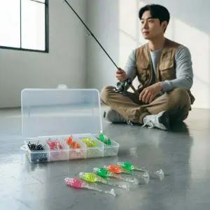 야광 올챙이 웜 소프트 스윔베이트 지그헤드 세트 24p 구성