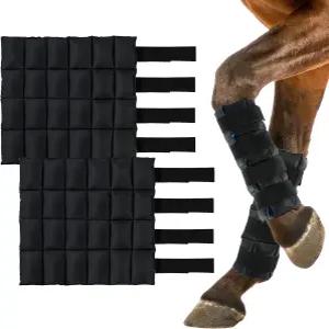 러프웰 말 다리 랩 2종 세트 승마 훈련 및 일상적인 사용에 적합한 얼음 부츠 모든 말(블랙 앤 블루