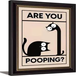 다크 브라운 액자 재미있는 욕실 고양이 캔버스 벽 아트 유 똥 싸는 장식 그림 유머 동물 포스터 화장실과