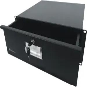 록빌 RDR3U 3U 랙 서랍 2개의 키로 잠금 16게이지 스틸 19인치 부드러운 레일 작동 오목한 손잡이 검은색