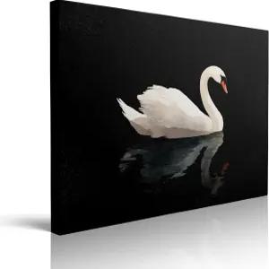블랙 앤 화이트 스완 온 워터 캔버스 월 아트 액자 프린트 페인팅 우아한 새 벽 장식 아트워크 포스터