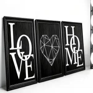 모던 블랙 앤 화이트 러브 홈 월 아트 미니멀리스트 장식 그림 기하학적 하트 캔버스 포스터 거실 침실