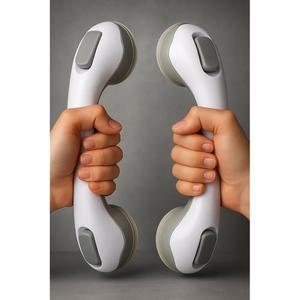 욕조와 샤워를 위한 2팩 그랩 바, 노인용 샤워 핸들 안전 바 500파운드 벽 핸디캡 헤비 듀티 홀더 후크로 대형 타일 유리 흡입 컵 도구를 들어 올립니다