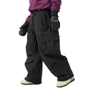 GSOU 스노우 여성 남성 스노보드 바지 배기 스키 팬츠 루즈 카고 스포츠 야외 단열 방수