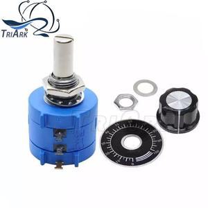 3590S 멀티턴 가변 저항 전위차계 키트, 100 200 500 1K 2K 5K Ohm MF-A03 손잡이 포함