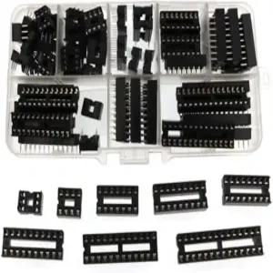 머스트포인트 66Pcs IC 소켓 DIP 칩 홀더 플랫 피트 솔더 타입 6/8/14/16/18/20/24/28 핀