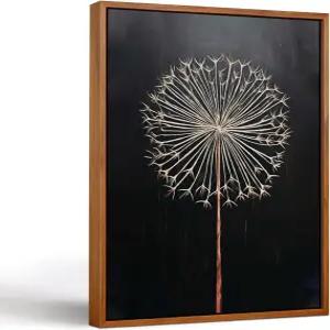 RZIGERNO 빈티지 액자 민들레 벽 아트 캔버스 프린트 모던 미니멀리스트 아트워크 12x16 인치 재미있는