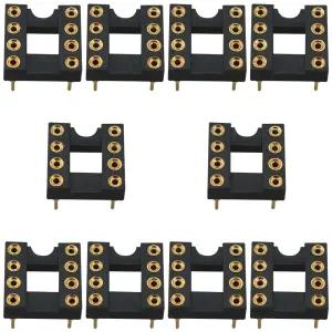 JJHXSM 10PCS 풀 골드 도금 DIP IC 칩 소켓 어댑터 8줄 원형 핀 납땜 7.6mm 라인 간격 연산 증폭기 집적