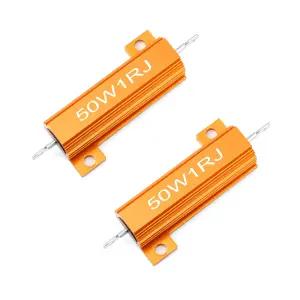 Chanzon 2pcs 와이어 감김 알루미늄 쉘 저항기 1 ω ohm 1r0 50W ±5 허용 오차 1R Rohs 인증됨