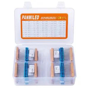 팬마일드 40 가치 1200개 저항 키트 1옴-1M 옴 0.5와트 금속 필름 저항기 모음 1