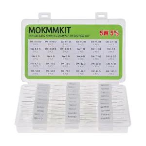 MOKMMKIT 30 가치 60개 세라믹 시멘트 저항 키트 5W 5와트 5 전원 저항기 0.01옴 - 100옴