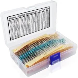 Aniann 1280 조각 64개 저항 키트 1 모듬 저항기 1옴-10M옴 1/4W 금속 필름 DIY 프로젝트 및 실험용 모음