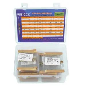 VIBICCK 1000피스 25개 저항 키트 1옴 - 1메가옴 5 1/4W 탄소 필름 저항기 조합(1/4W)