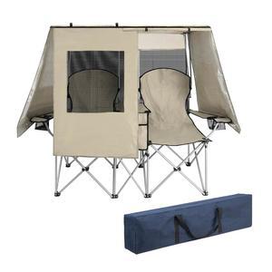 besthls 캐노피 그늘이 있는 더블 캠핑 야외 성인용 2인용 파티오용 튼튼한 비치 낚시, 스포츠, 600d 의자, 우산이 (화이트) 접이식 - 캠프 의자