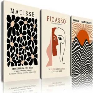 FAEKSUR 프레임 마티스 월 아트 세트 3개 거실용 추상 캔버스 데코 침실 욕실 에스테틱 룸 사무실 및