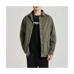 키체샵 남성 솔리드 셔츠 면 트윌 재킷 가을 워싱 HO3