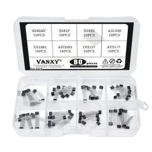 8Values*10Pcs=80Pcs 홀 센서 키트 SS40AF 41F 49E A3144E 3144E U18 US1881 AH3503 OH137 ATS177 TO-92