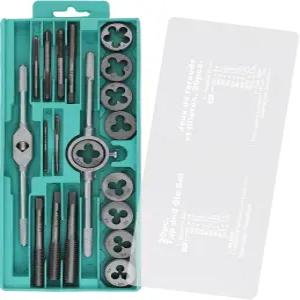 OriGlam 20pcs 합금강 탭 앤 다이 세트 미터법 표준 스레드 도구 필수 홈 외부 및 내부 절단용