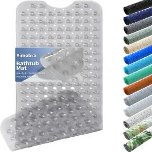 이모브라 논 슬립 욕조 매트 40인치 x16 초강력 흡입 컵 배수구가 있는 엑스트라 롱 샤워 세탁기 세탁 가능