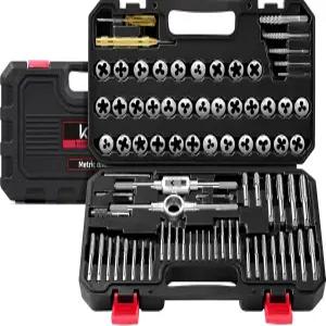 콜보이 81피스 탭 앤 다이 세트 SAE 메트릭 4？1/2 및 M3？M12 내부 외부 나사산을 위한 거칠고 미세한 있는