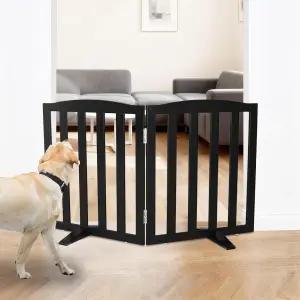 프리스탠딩 도그 게이트 실내 현관 계단 또는 복도용 접이식 펫 집용 나무 블랙 지지 발이 있는 펜스 포함
