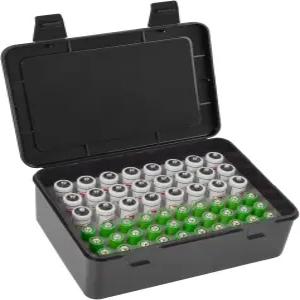 풀케이스 배터리 보관 정리함 홀더 AA AAA 54개 박스 차고 용기 홈 서랍 정리 디스펜서 케이스 전용 블랙