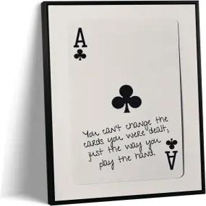 GEFQBBLD 재미있는 행운의 에이스 포커 월 아트 펑키한 모던 캔버스 블랙 프린트 페인팅 레트로